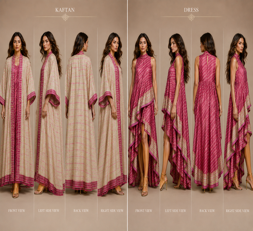 Uzbek Ikat Kaftan Set | Luxury Silk Resort Wear | IKORA
