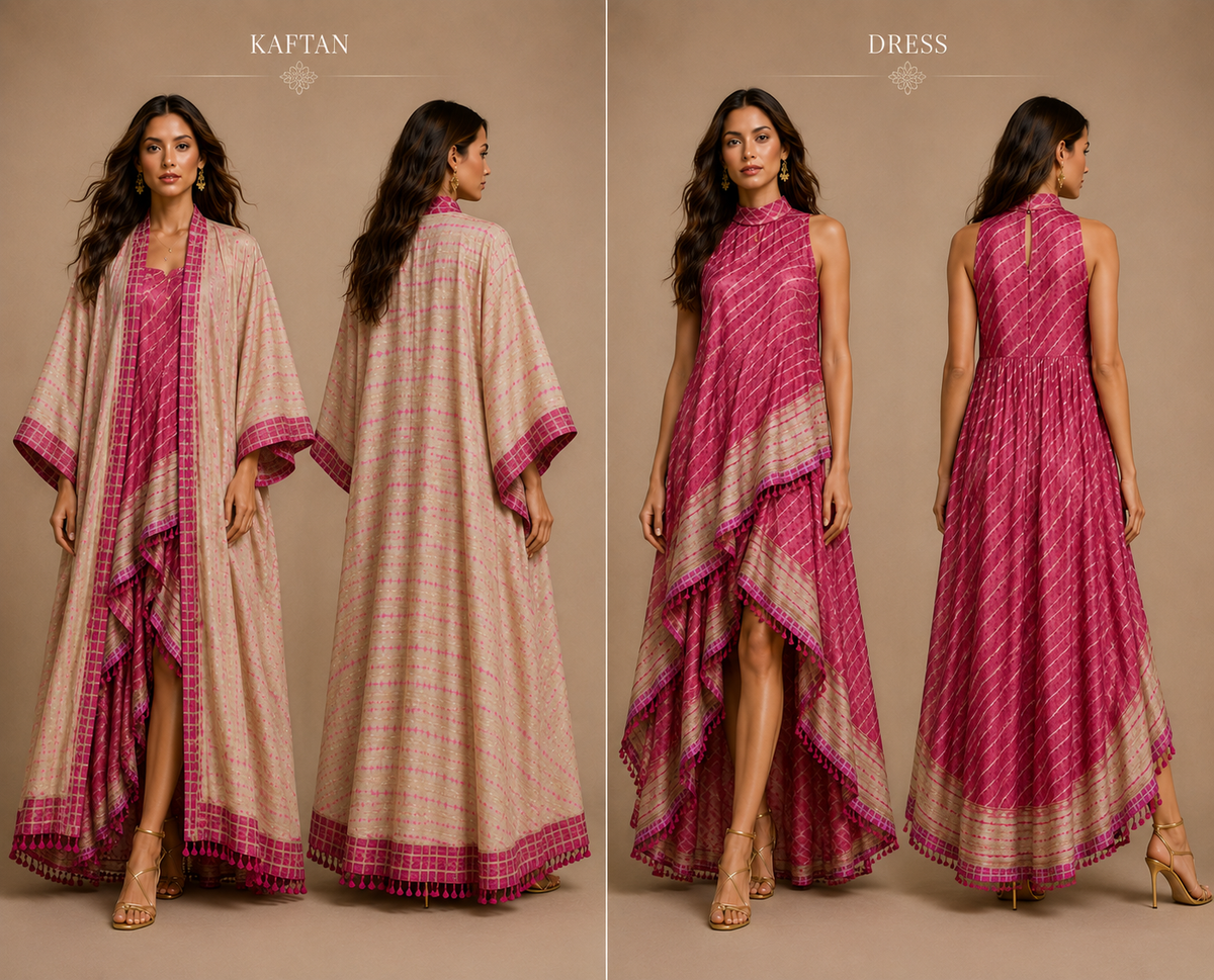 Uzbek Ikat Kaftan Set | Luxury Silk Resort Wear | IKORA