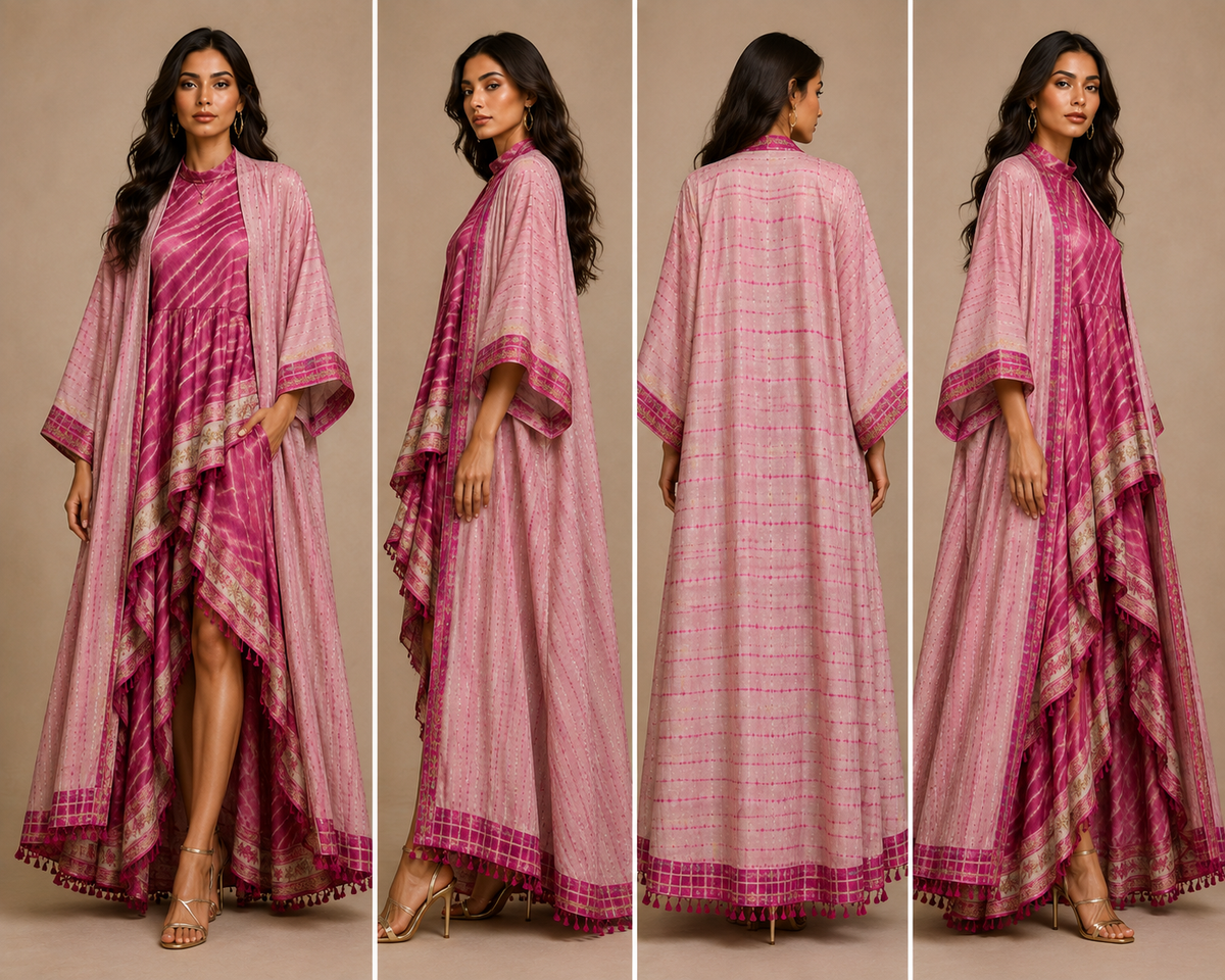 Uzbek Ikat Kaftan Set | Luxury Silk Resort Wear | IKORA