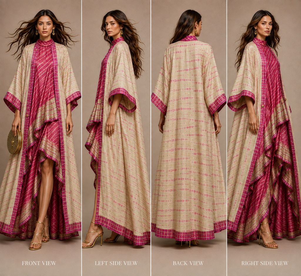 Uzbek Ikat Kaftan Set | Luxury Silk Resort Wear | IKORA