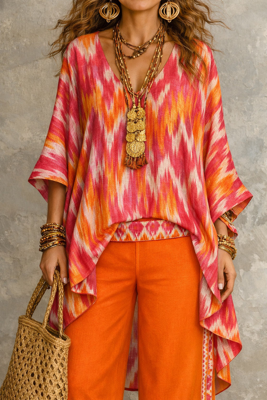 Sunset Ikat Wrap Blouse