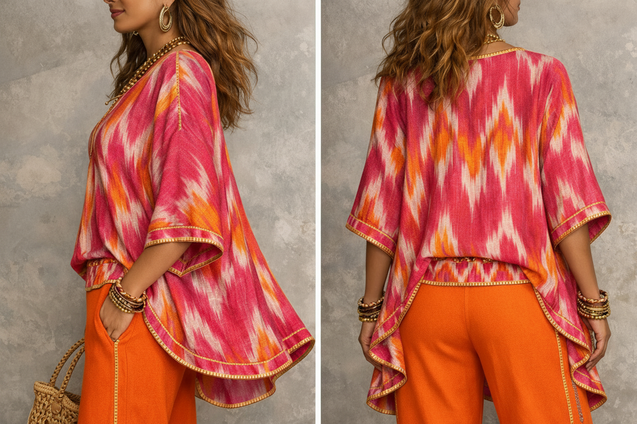 Sunset Ikat Wrap Blouse