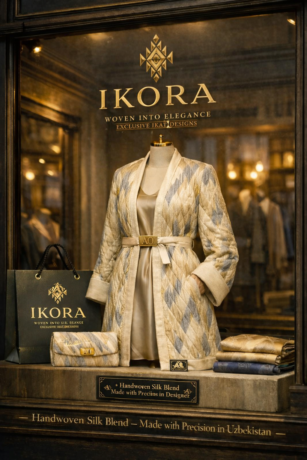 Ivory Ikat Duster Coat