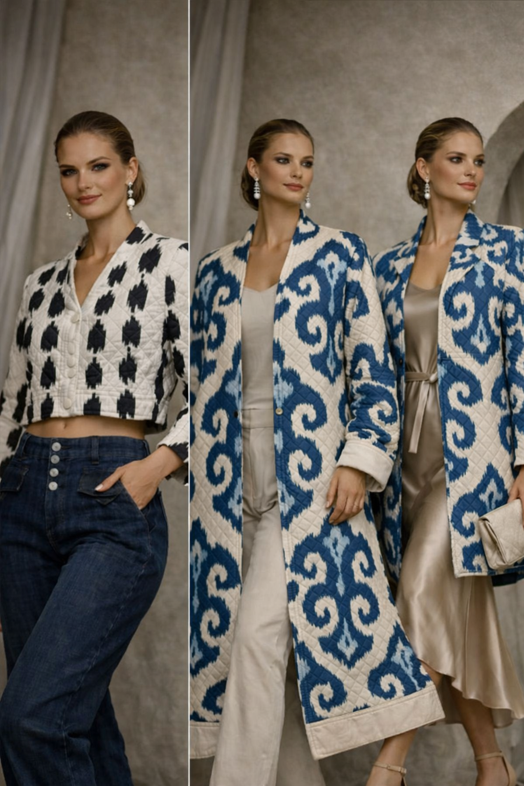 Gilded Ikat Crop Coat