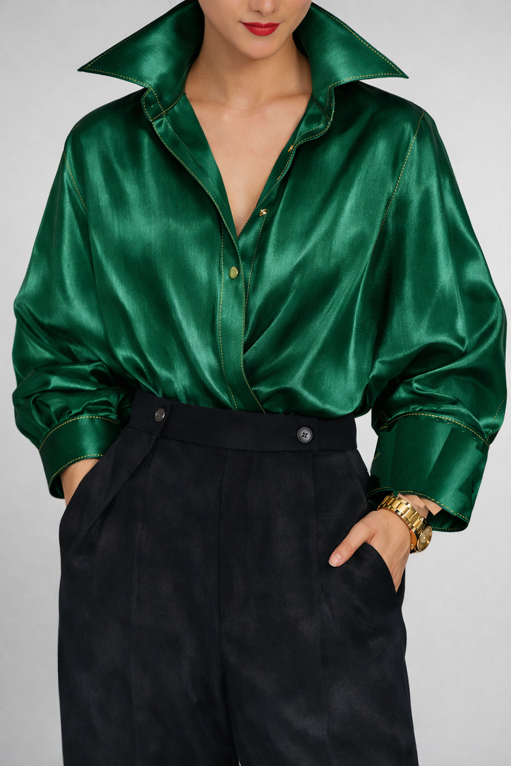 Atelier Emerald Satin Shirt