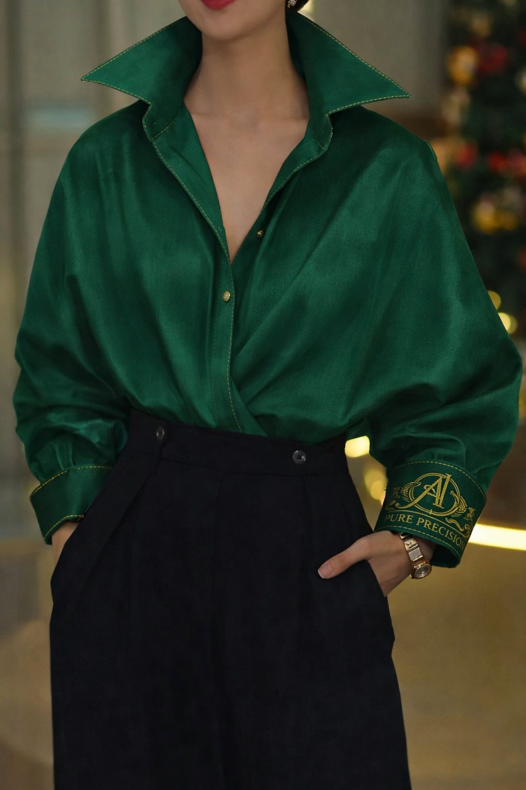 Atelier Emerald Satin Shirt