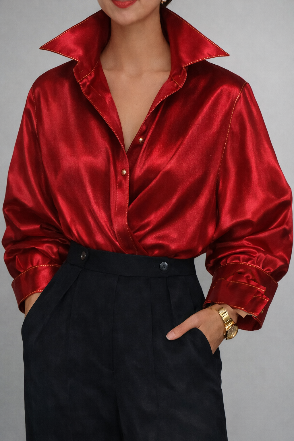 Atelier Crimson Satin Shirt