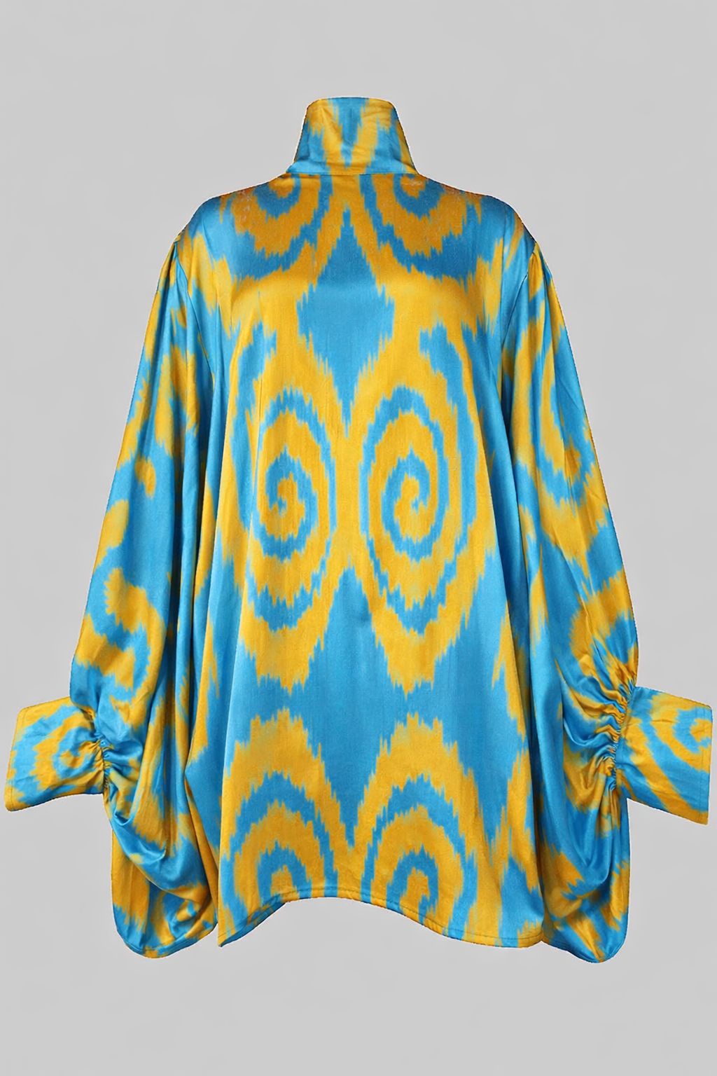 Azure Spiral High‑Neck Ikat Blouse — image 2