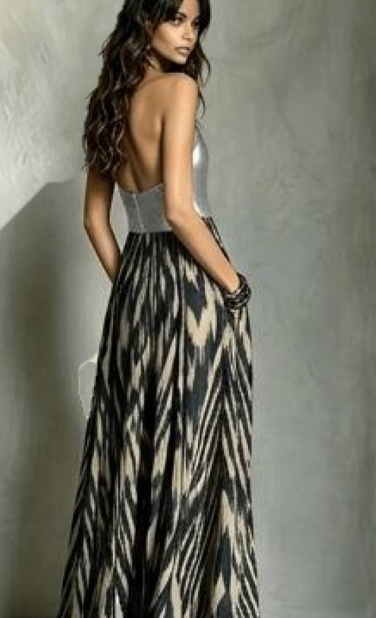 Obsidian Ikat Gown