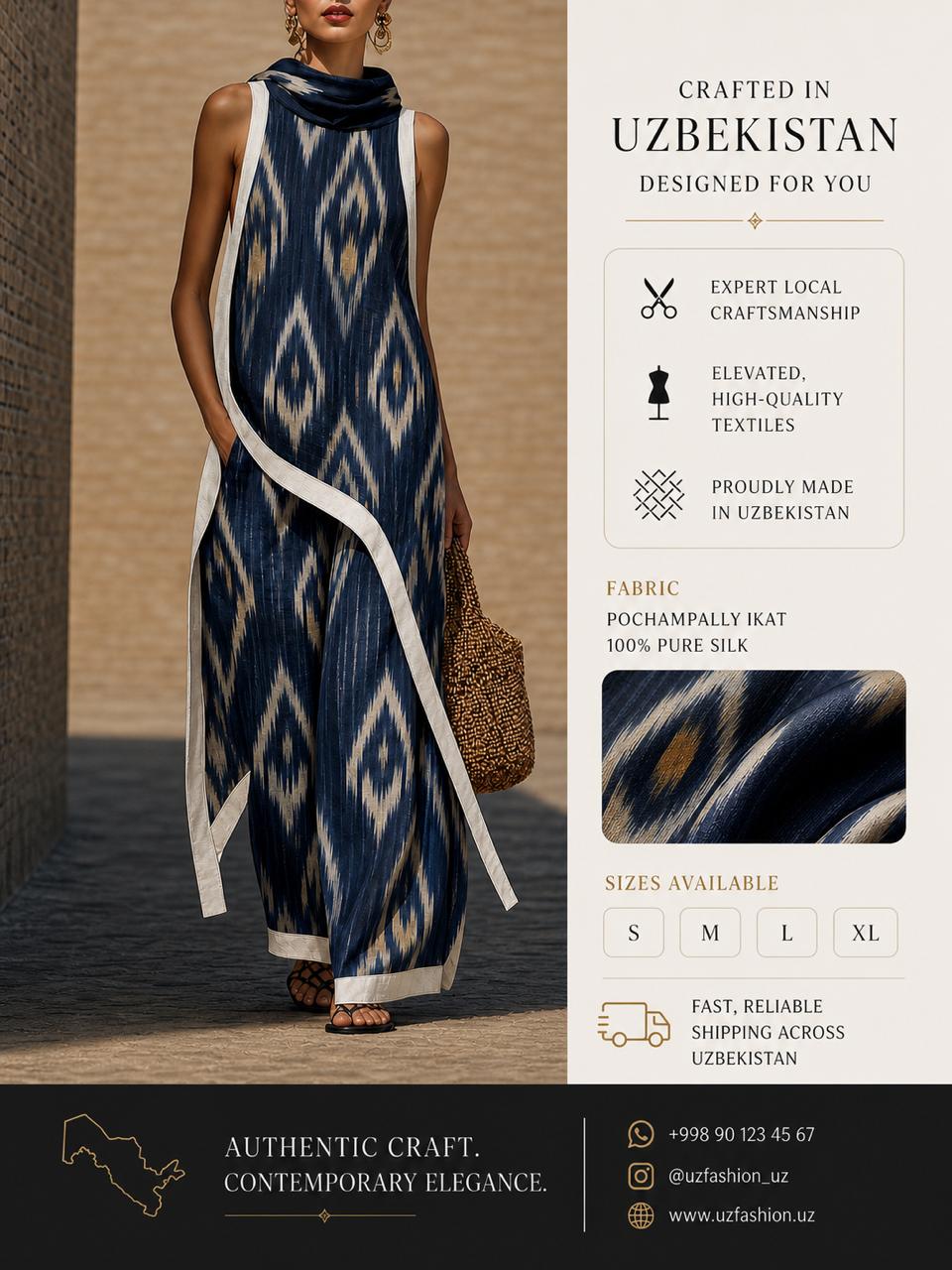 Emerald Ikat Evening Gown