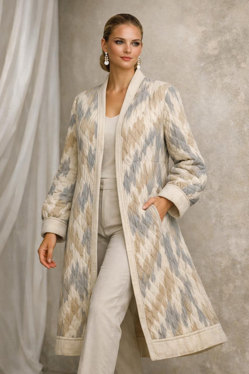 Ivory Ikat Duster Coat