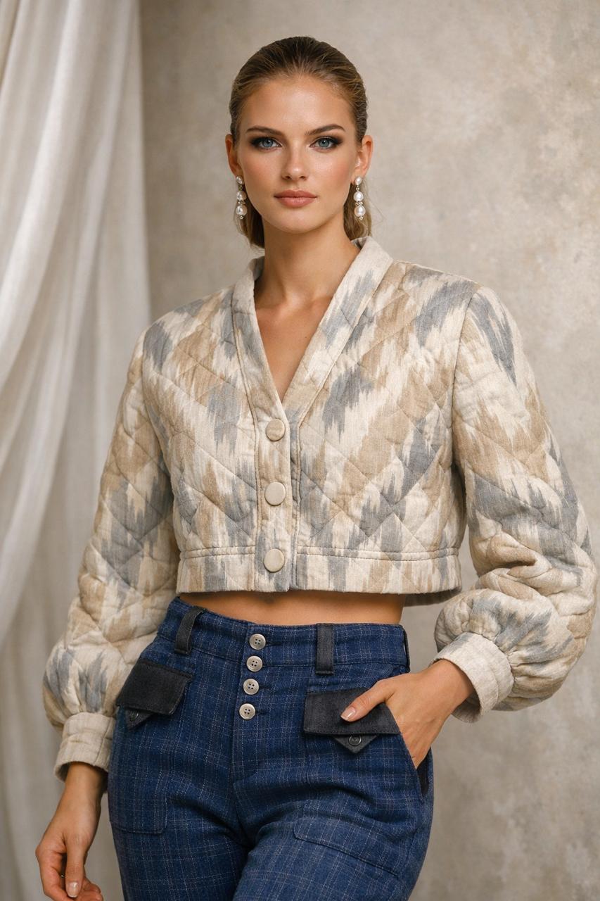 Gilded Ikat Crop Coat