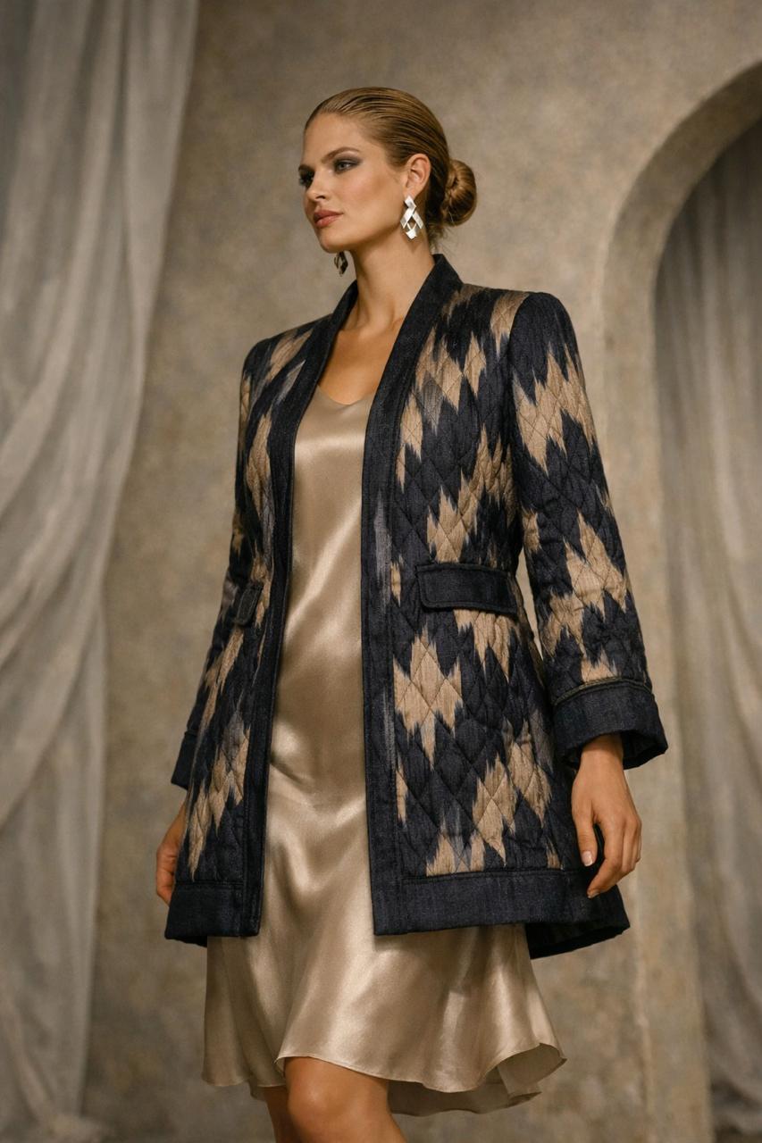Indigo Ikat & Slip Coat