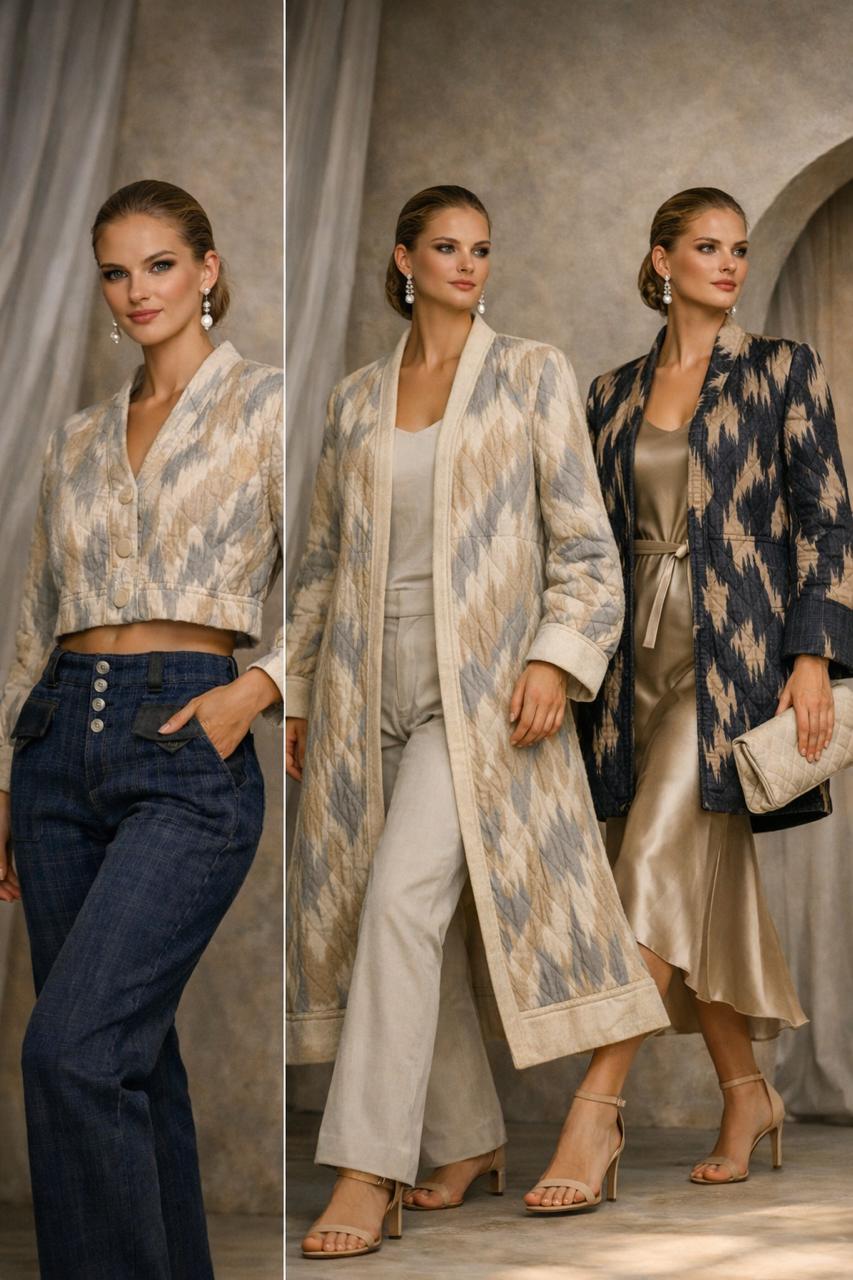 Ivory Ikat Duster Coat
