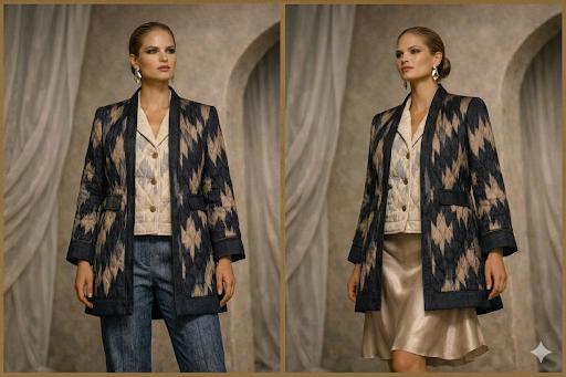 Indigo Ikat & Slip Coat